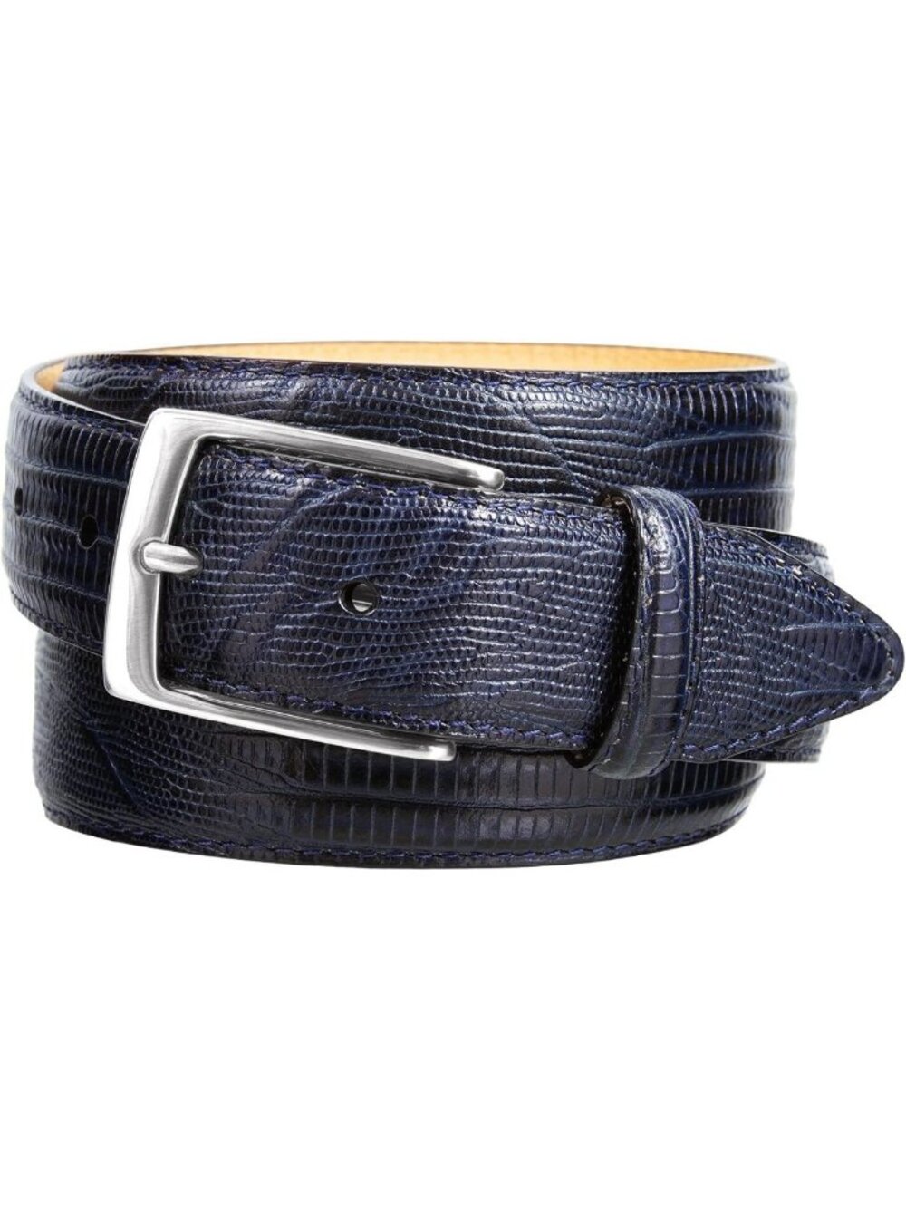 Genuine Full-Grain Cowhide Leather Dress Belt with Nickel Finish Buckle, 1-3/8